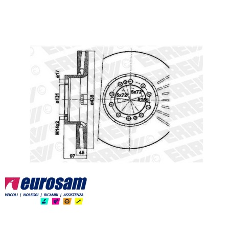 disco freni rimorchio e semi rimorchio singolo senza colonnette per assale meritor - r.o.r.: assale tipo c - duco 10 fori .