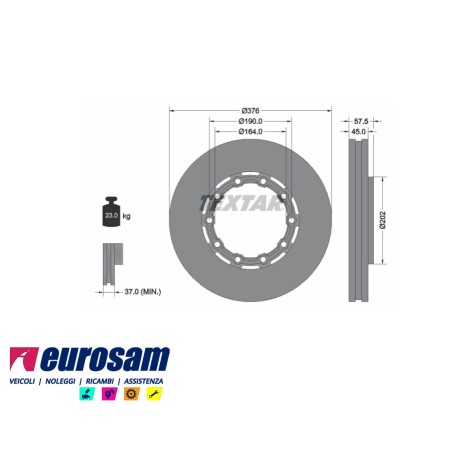 disco freni rimorchio - semirimorchio singolo senza colonnette per  s.a.f.: assale serie skrb - 9019