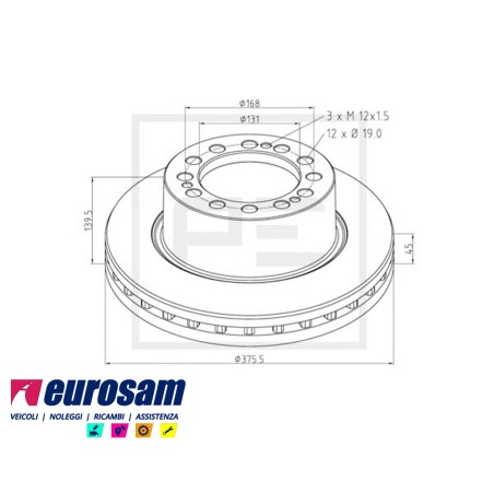 disco freni rimorchio - semirimorchio singolo senza colonnette per  s.a.f.: assale serie skrb - 9019