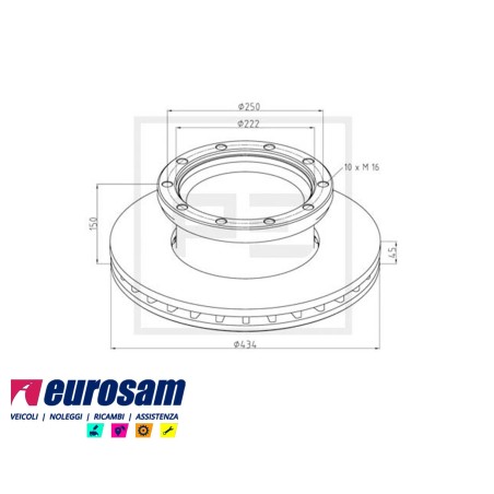 disco freni rimorchio - semirimorchio singolo senza colonnette per  meritor - ror:  assale tipo lm - lc