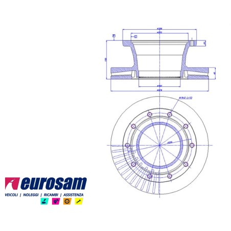 disco freni rimorchio - semirimorchio singolo senza colonnette per  meritor - ror:  assale tipo lm