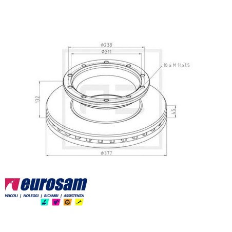 disco freni rimorchio - semirimorchio singolo senza colonnette per  mercedes: assale tipo te4 - te5