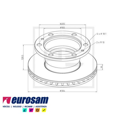 Disco freno anteriore e posteriore singolo Iveco Eurocargo 60E/65E/75E