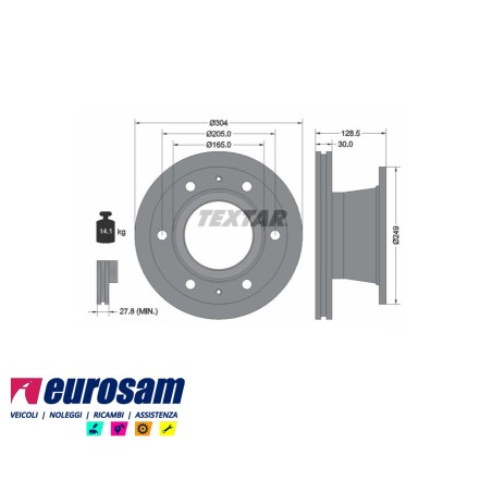 Disco freni anteriore e posteriore Iveco Eurocargo e Tector 65E 75E con abs