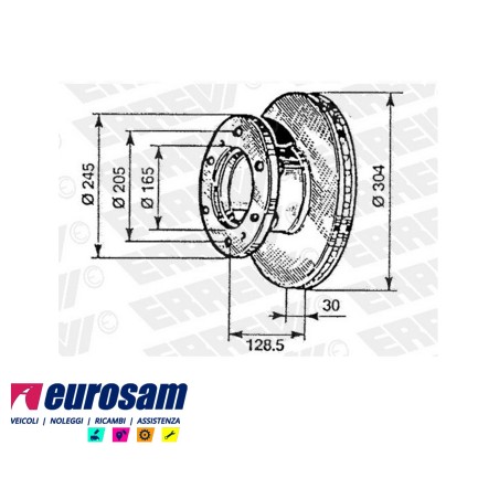disco freni anteriore e posteriore singolo senza colonnette con a.b.s.  per iveco: eurocargo 65e12