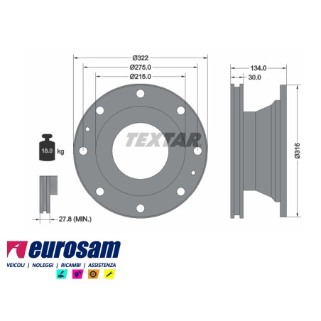 disco freno anteriore e posteriore iveco Eurocargo e Tector 80E 100E