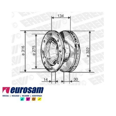 disco freni anteriore e posteriore singolo senza colonnette  per iveco: eurocargo 80/100e15