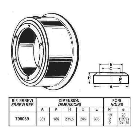 tamburo freno anteriore per autocarro magirus - deutz: 232d - 22/d - 26 - 232d - 19l - 256m -