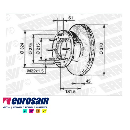 disco freni anteriore singolo con colonnette  per iveco: eurocargo e  tector