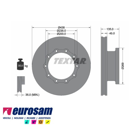 disco freni anteriore singolo senza colonnette  per man: f90 - f2000 - m2000