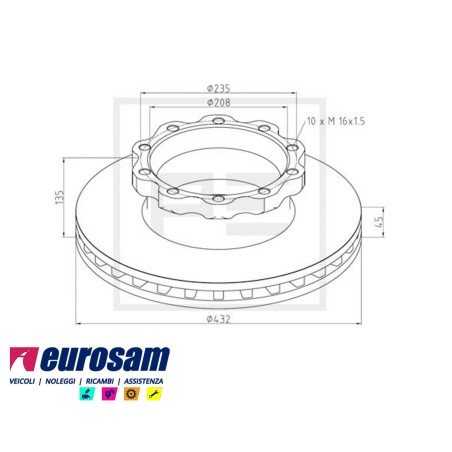 disco freni anteriore singolo senza colonnette per man: f2000 - tga