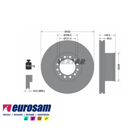 disco freni anteriore singolo senza colonnette  per man: f90 - f2000 - m2000 - tga
