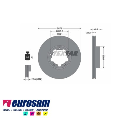 disco freni anteriore singolo senza colonnette per nissan: cabstar 120