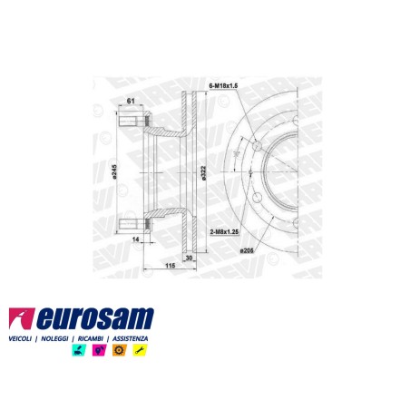 disco freni anteriore posteriore singolo con colonnette con a.b.s. per nissan: atleon 140 - 160 - 165 - 210