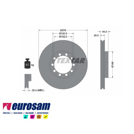 disco freni anteriore singolo senza colonnette per renault: midliner - messenger - b70 - b80 - b100 - 120