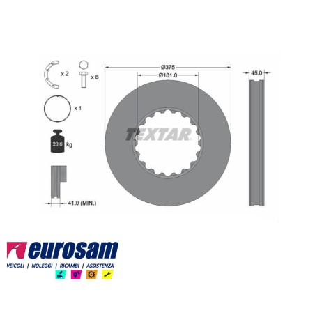 disco freni anteriore posteriore singolo senza colonnette per  volvo:  fm9 - fm12 - fh12 - fh16