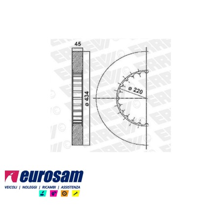 disco freni anteriore singolo senza colonnette ventilato per  volvo:  fh12 - fh16