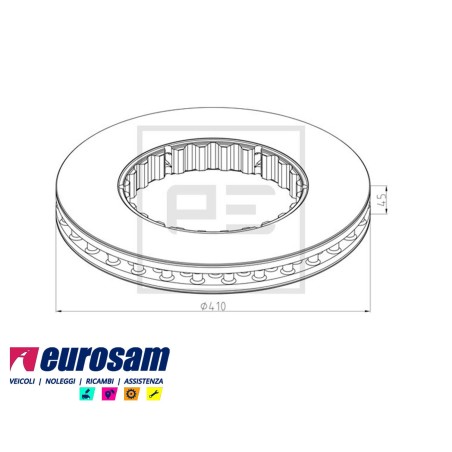 disco freni posteriore singolo senza colonnette ventilato per  volvo:  fh12 - fh16