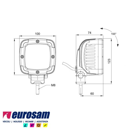 faro faretto da lavoro led in alluminio 12/24/48v 6000k ip68 2800 lm