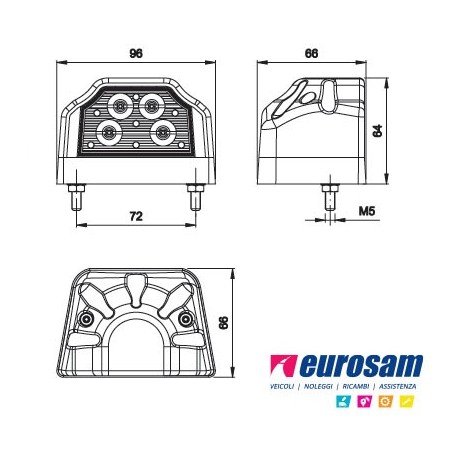 fanalino targa dx-sx a led rosso 12v 24v