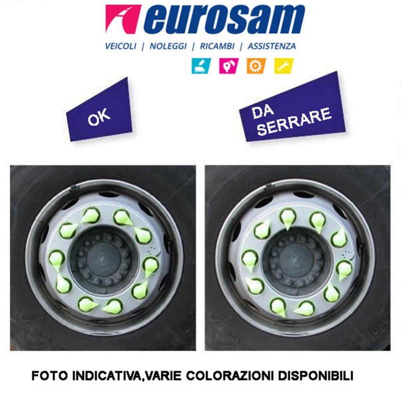 copribullone con indicatore di serraggio dado ruota d.32mm in plast...