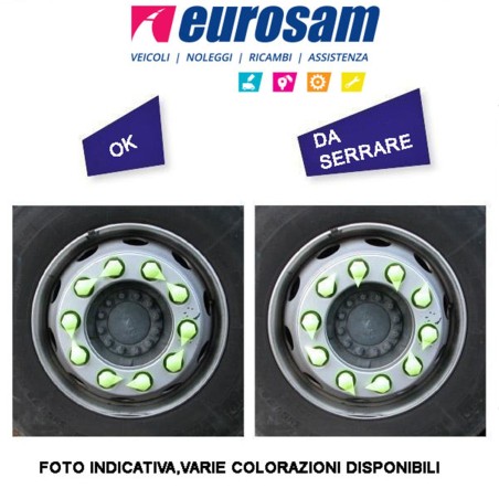 copribullone con indicatore di serraggio dado ruota d.33mm in plastica rosso