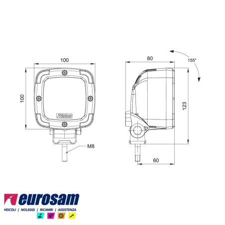 faro faretto da lavoro led 12v/24v/36v 650 lm nero