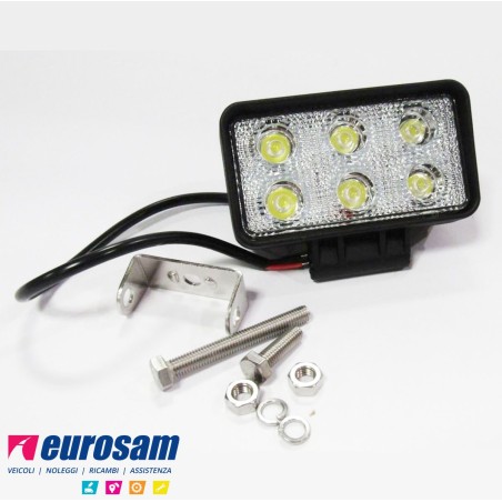 faro faretto da lavoro 6 led 6000k 12v 24v 30v 110x60x56mm
