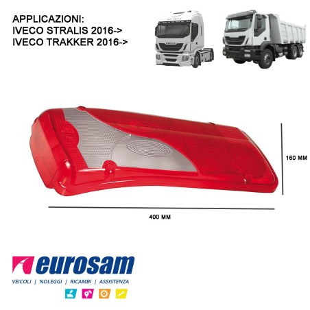 Trasparente Lente Fanale Posteriore SX Tipo LC8 | Iveco Stralis Trakker 2016 | 400x160 mm
