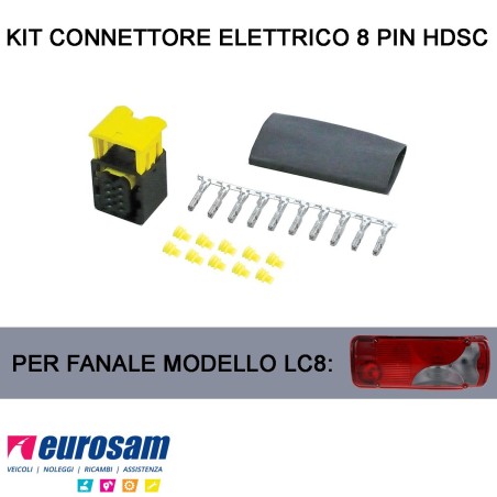 kit connettore elettrico 8 pin hdsc femmina per fanali tipo lc8 iveco stralis trakker 2016