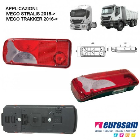 fanale posteriore sx lc8 iveco stralis trakker 2016 connettore 8 pin hdscs e luce targa
