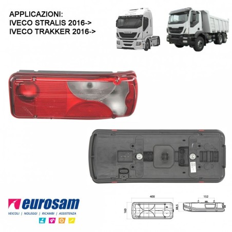 fanale posteriore sx lc8 iveco stralis trakker 2016- connettore posteriore 8 pin hdscs