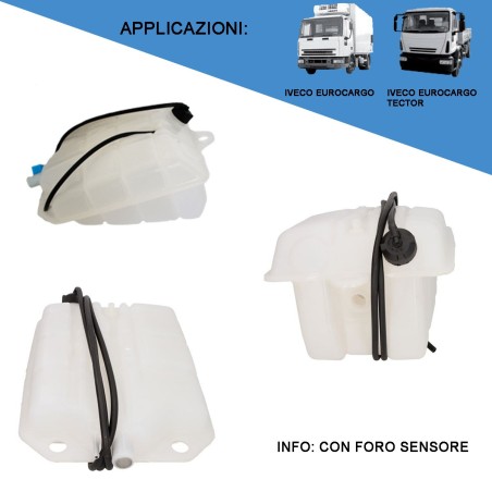 Vaschetta serbatoio acqua motore Iveco Eurocargo e Tector con foro sensore