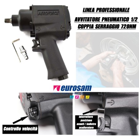 pistola avvitatore pneumatico ad aria 1/2 professionale coppia 720nm