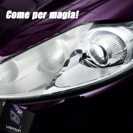 kit rigenerazione fari proiettori in plastica professionale con polimero k2 vapron