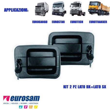 coppia maniglie con chiave adatto a iveco eurocargo eurotech eurostar kit 2 pz