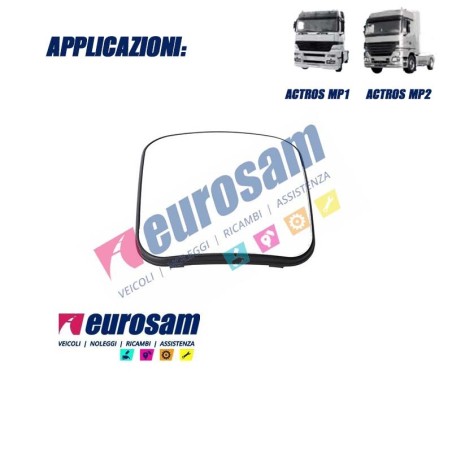 Vetro Specchio Grandangolo Riscaldato per Mercedes Actros MP1/MP2, Atego I, Axor I | 200x200 mm