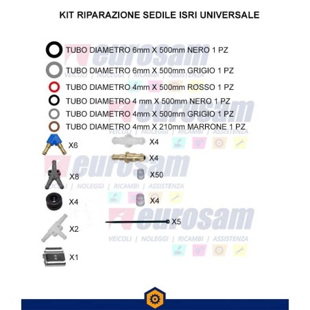 kit raccordi riparazione sedile isri iveco man mercedes volvo scania daf renault ed autobus