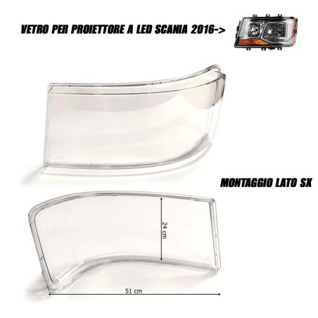vetro proiettore faro a led sx scania p g r s 2016