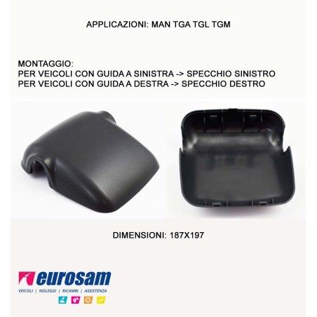 calotta coppa grandangolo braccio specchio sx man tga tgl tgm