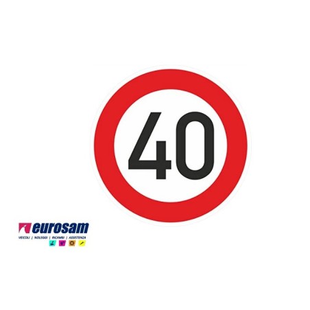 disco limite velocita' 40 km/h adesivo