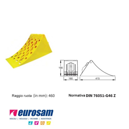 cuneo calzatoia fermaruota piccolo plastica camion rimorchio 160x190x415
