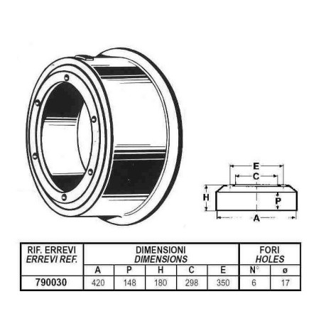tamburo freno rimorchio austeras: assale autosterzante frenata 140mm