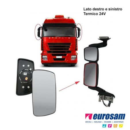 Vetro Specchio Retrovisore Termico DX/SX Iveco Eurocargo Stralis Trakker Astra HD 371x181