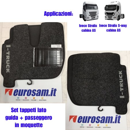 set tappeti in moquette iveco stralis as cabina larga colore scritta grigio