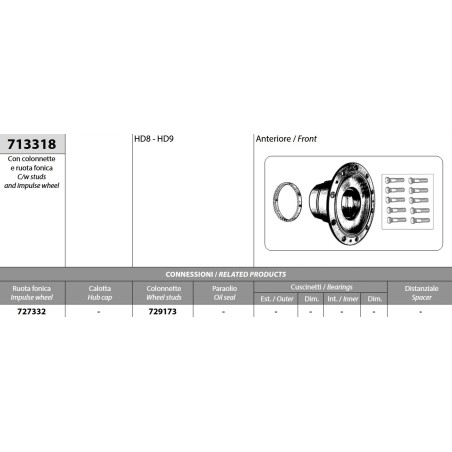 mozzo ruota anteriore astra hd8 hd9 con colonnette e ruota fonica