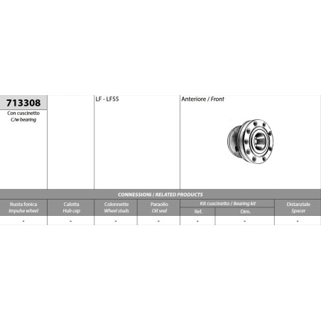 mozzo ruota anteriore con cuscinetto daf lf lf55 renault midlum midliner volvo b f fh fl fm