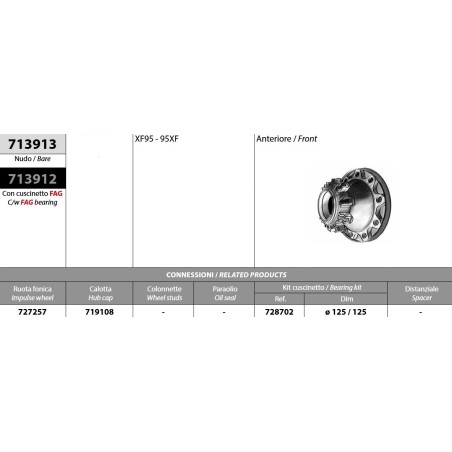 mozzo ruota anteriore daf xf95 95xf nudo