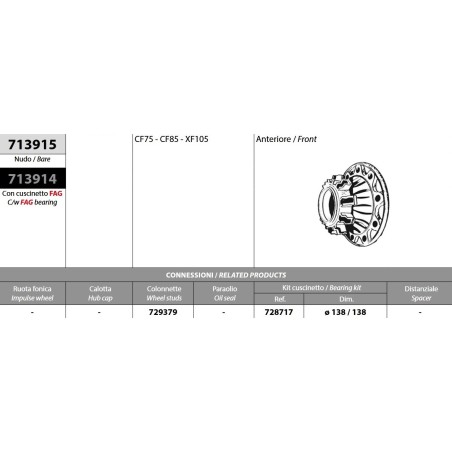 kit mozzo ruota anteriore daf cf75 cf85 xf105 con cuscinetto
