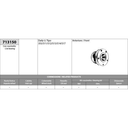 mozzo ruota anteriore completo iveco daily 35s11/s13/s17